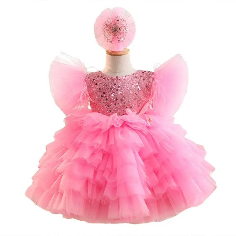 Enchanted Pink Princess Dress Elegant Sparkling Kids' Dress Fairytale Fairy Dress