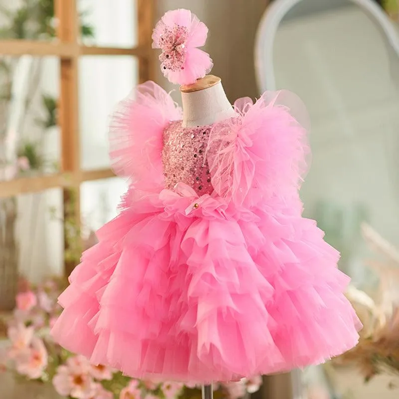 Enchanted Pink Princess Dress Elegant Sparkling Kids' Dress Fairytale Fairy Dress