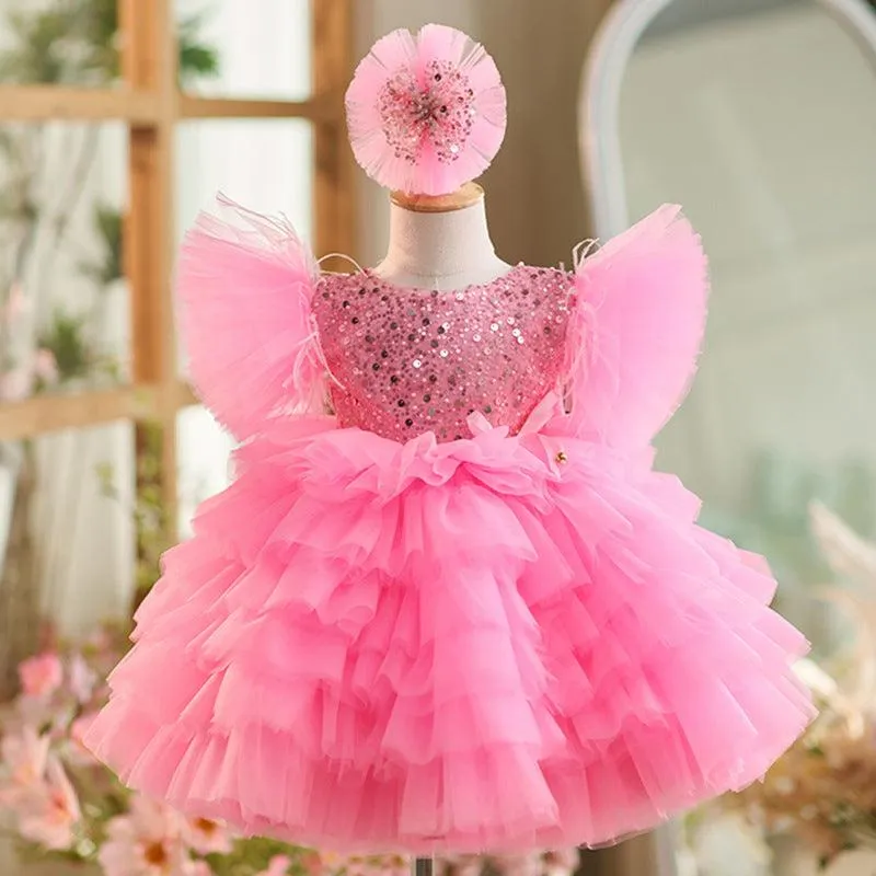 Enchanted Pink Princess Dress Elegant Sparkling Kids' Dress Fairytale Fairy Dress