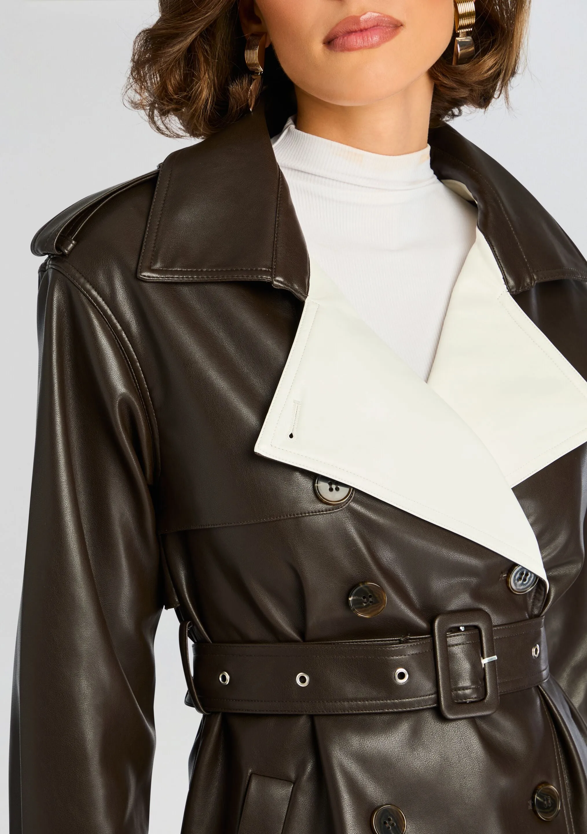 Estelle Vegan Leather Trench Coat