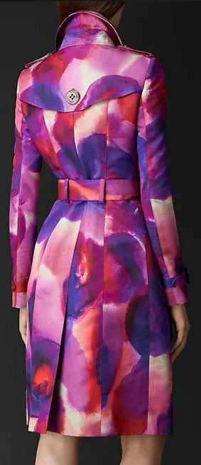 Floral Print Tie-Dye Trench Coat