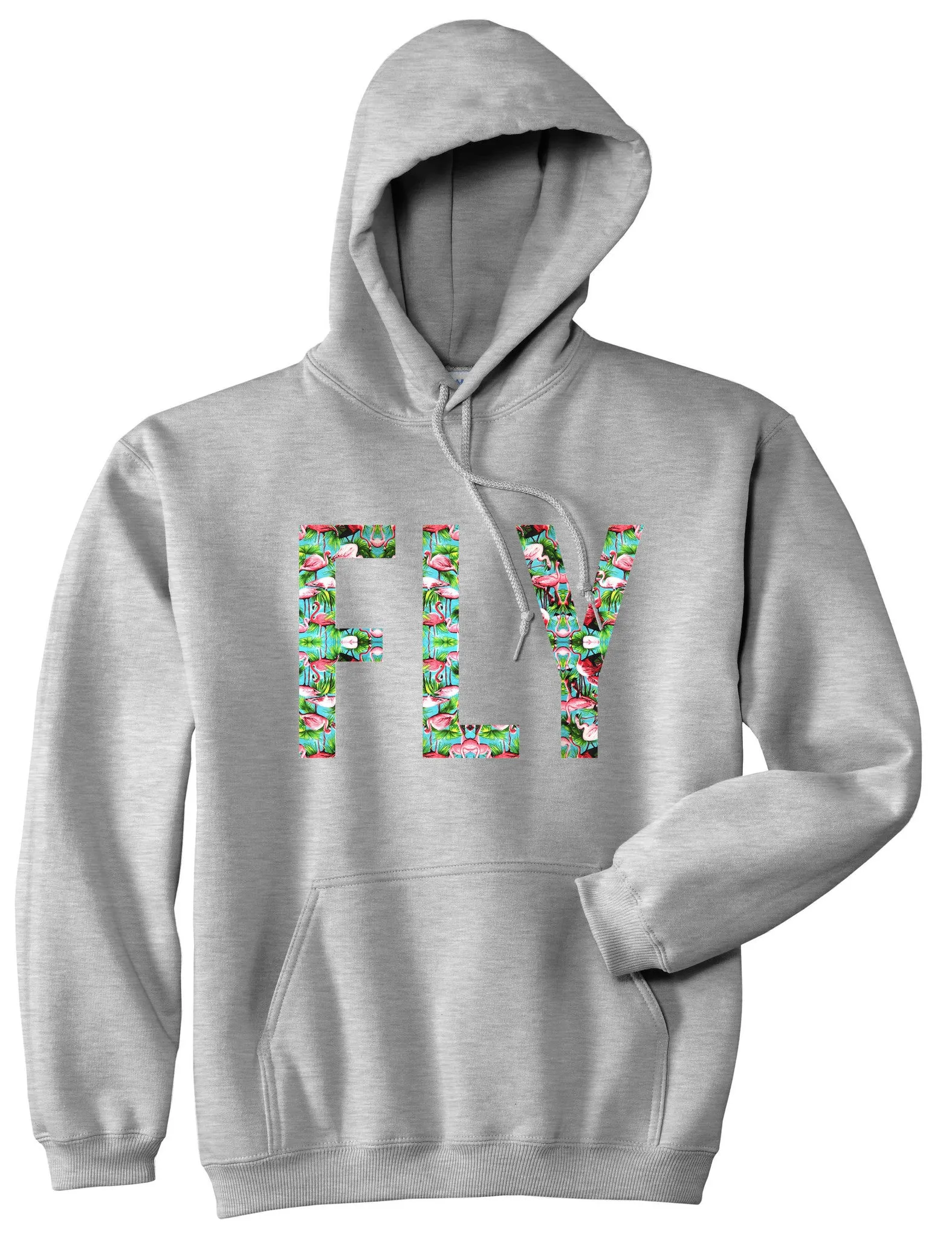 FLY Flamingo Print Summer Pullover Hoodie Hoody