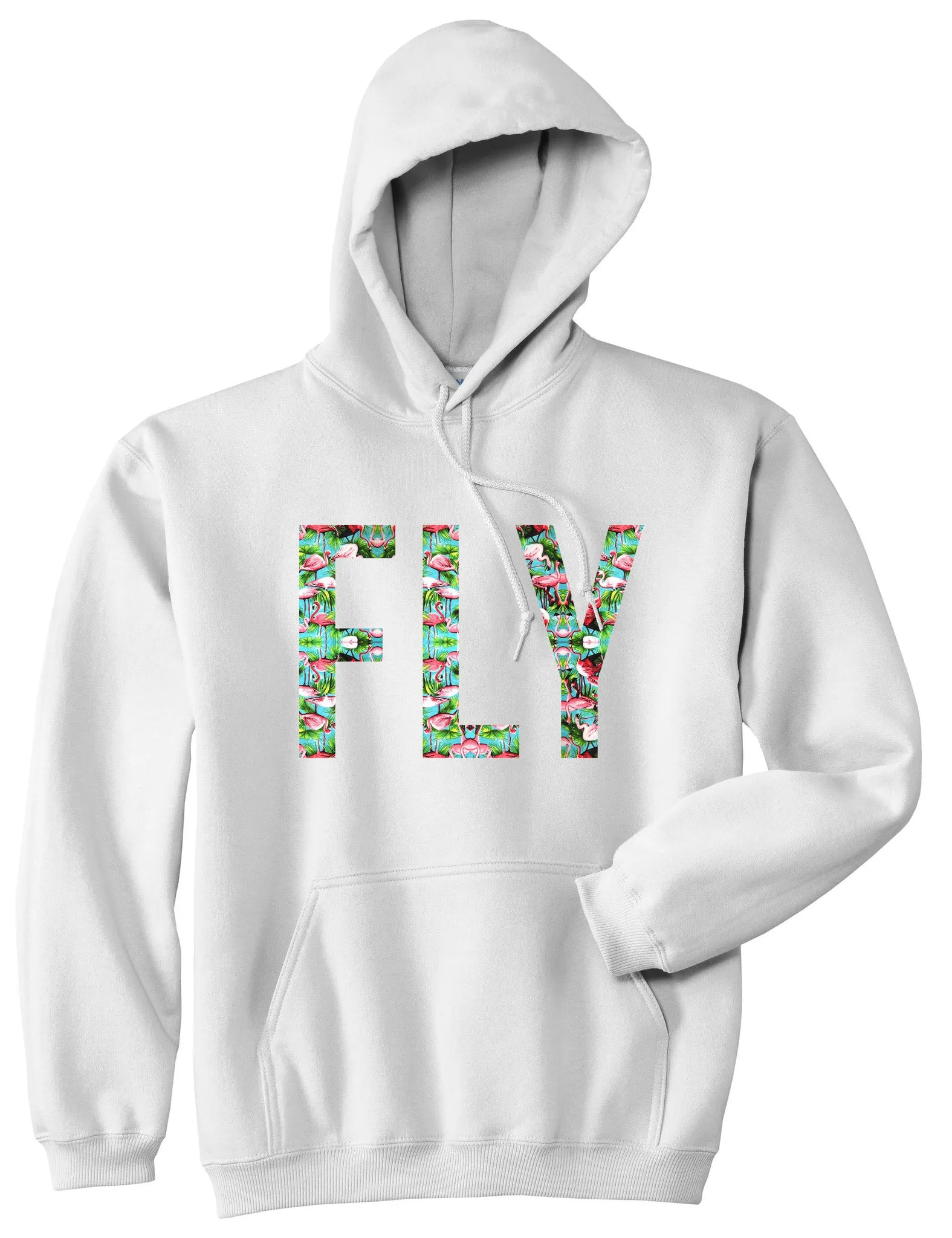 FLY Flamingo Print Summer Pullover Hoodie Hoody