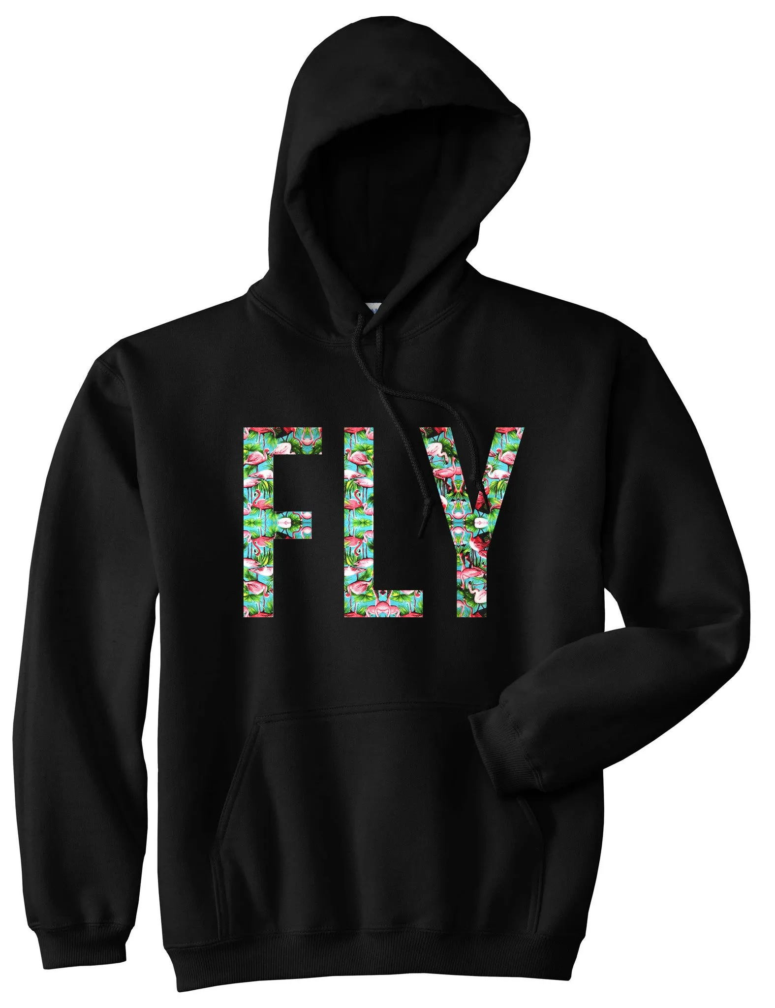 FLY Flamingo Print Summer Pullover Hoodie Hoody