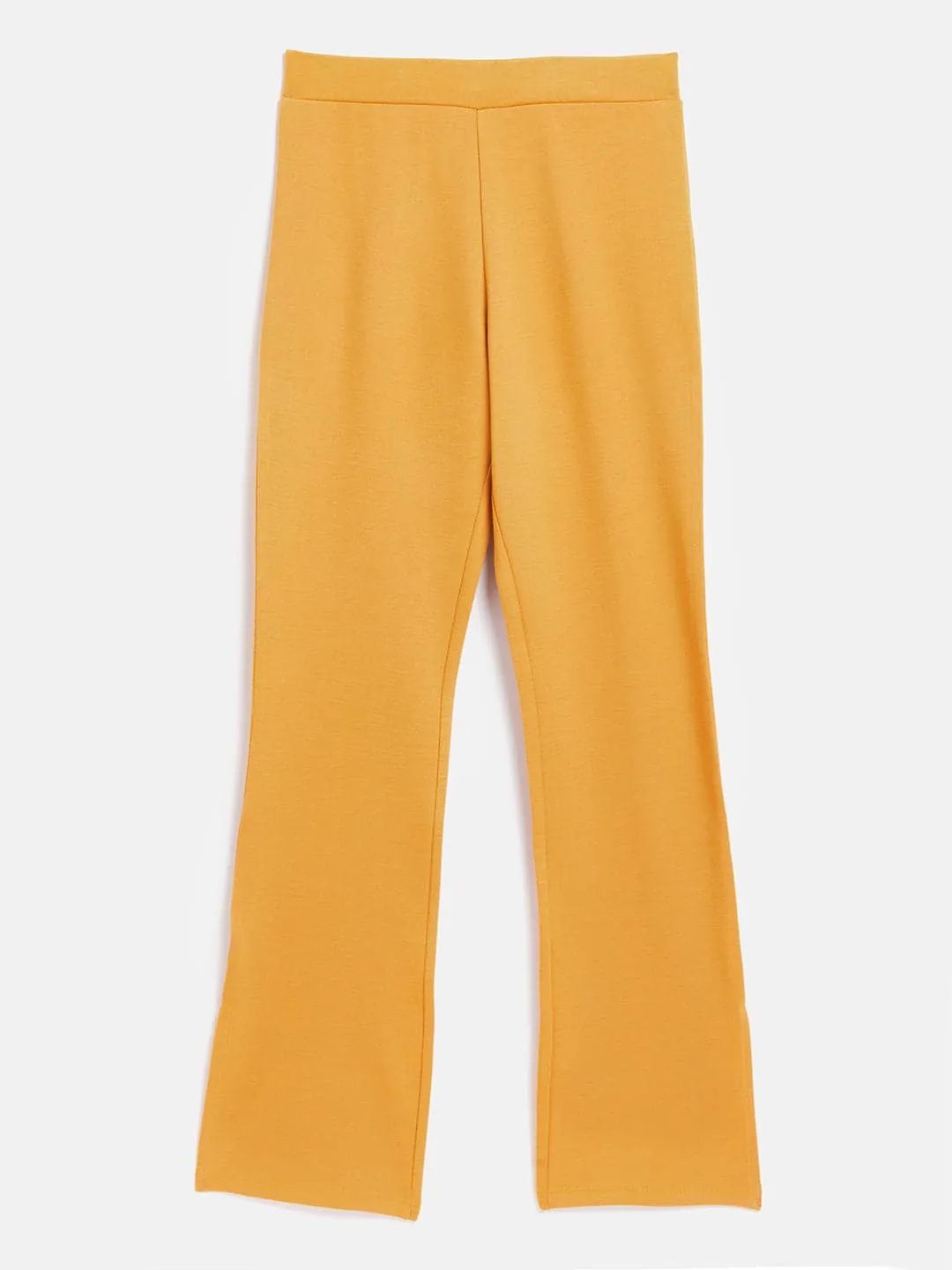 Girls Mustard Side Slit Bell Bottom Pants - Lyush Kids