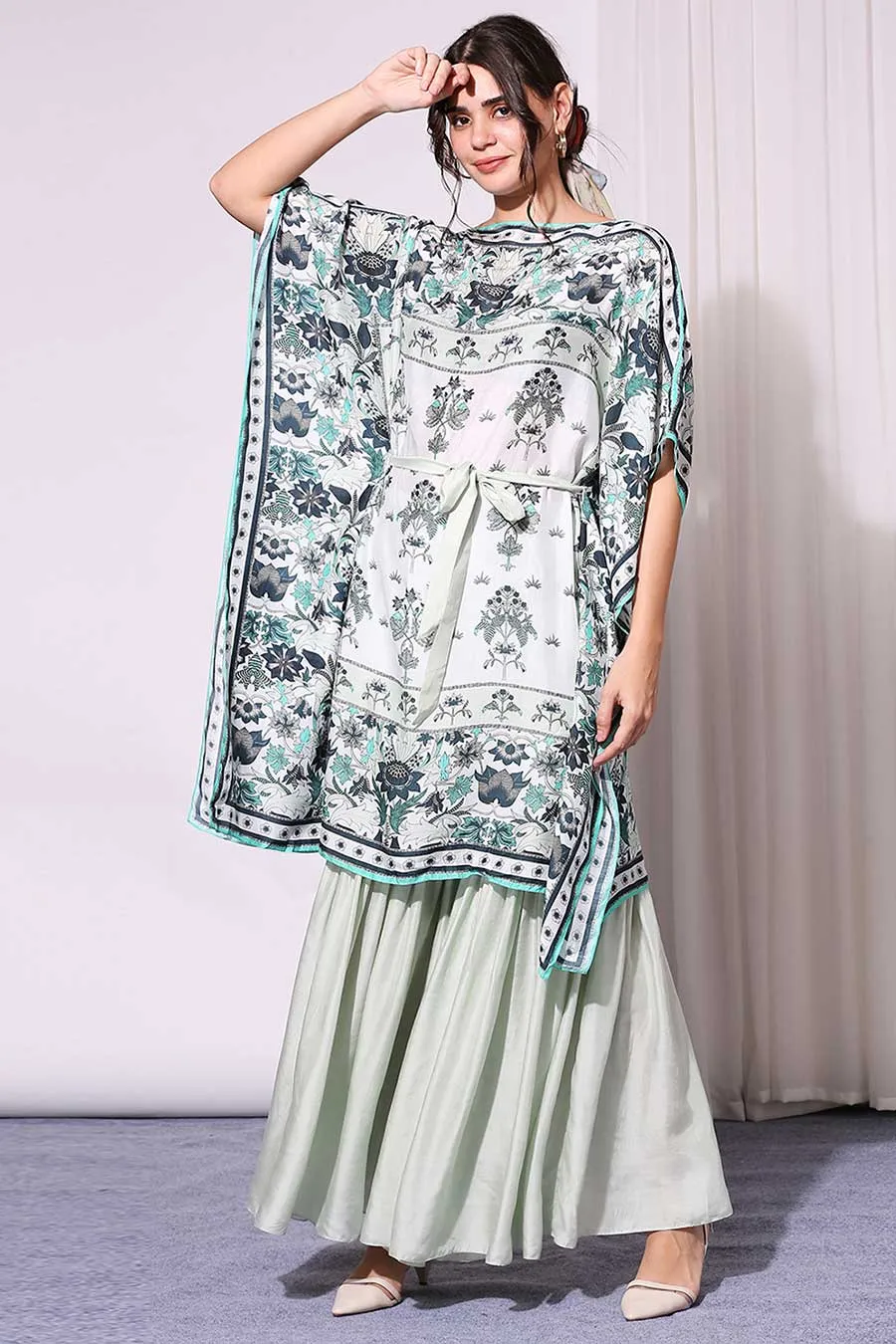 Green Printed Kaftan & Pants Co-Ord Set