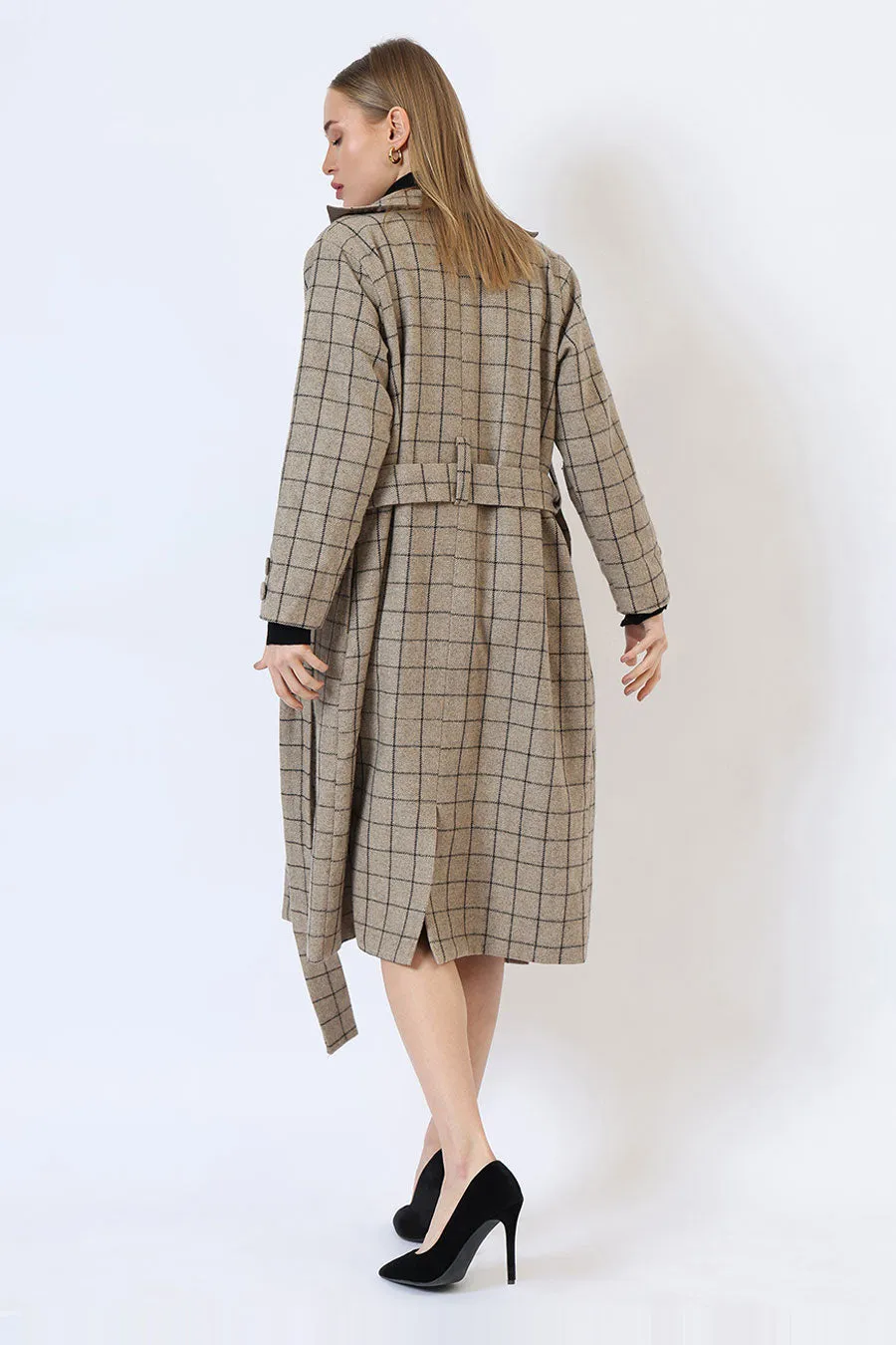 Greenish Beige London Mist Long Trench Coat