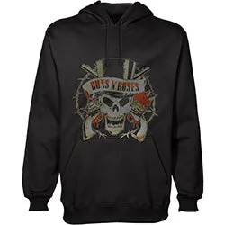 Guns N' Roses Unisex Pullover Hoodie: Distressed Skull