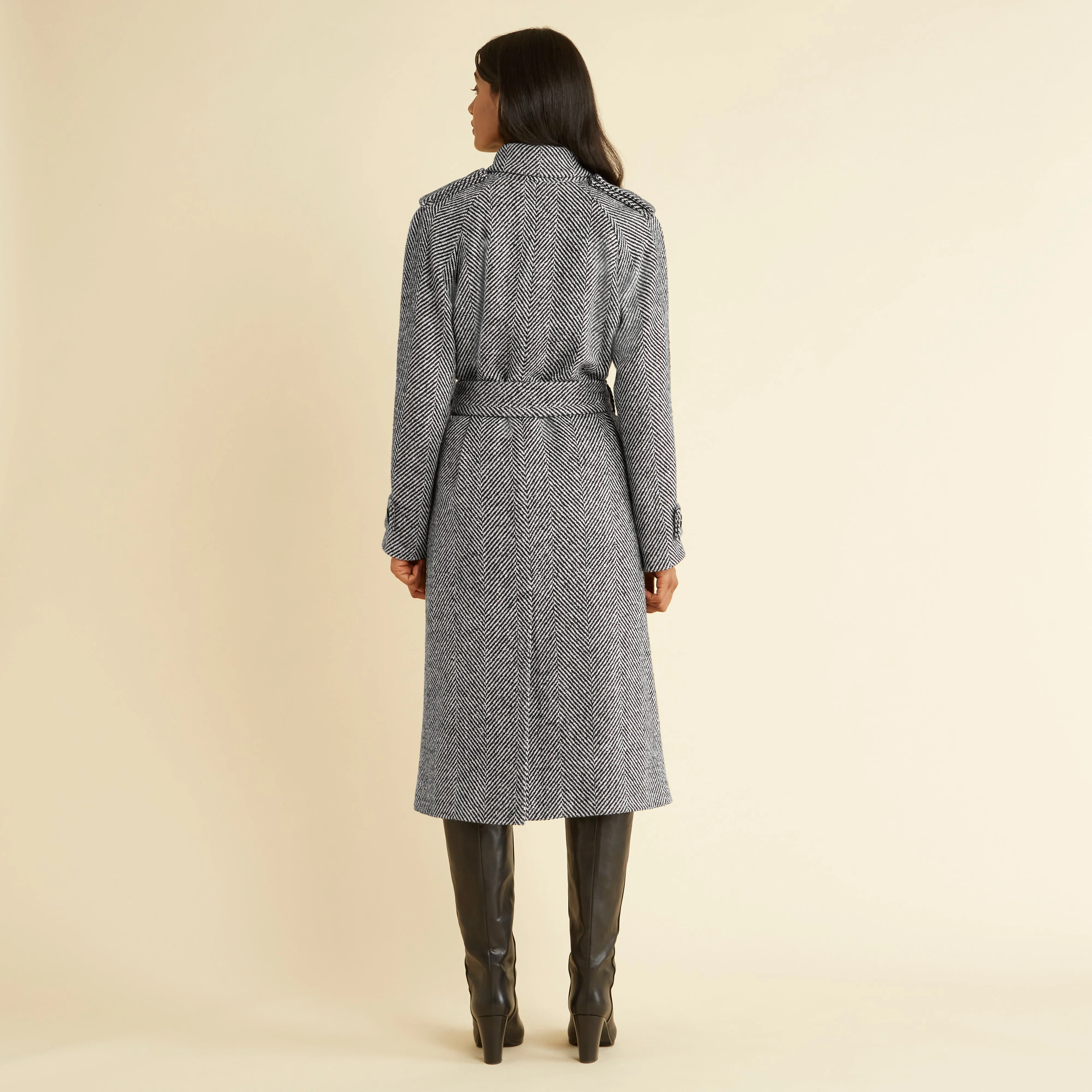 Herringbone Double Breasted Trench Coat