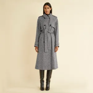 Herringbone Double Breasted Trench Coat