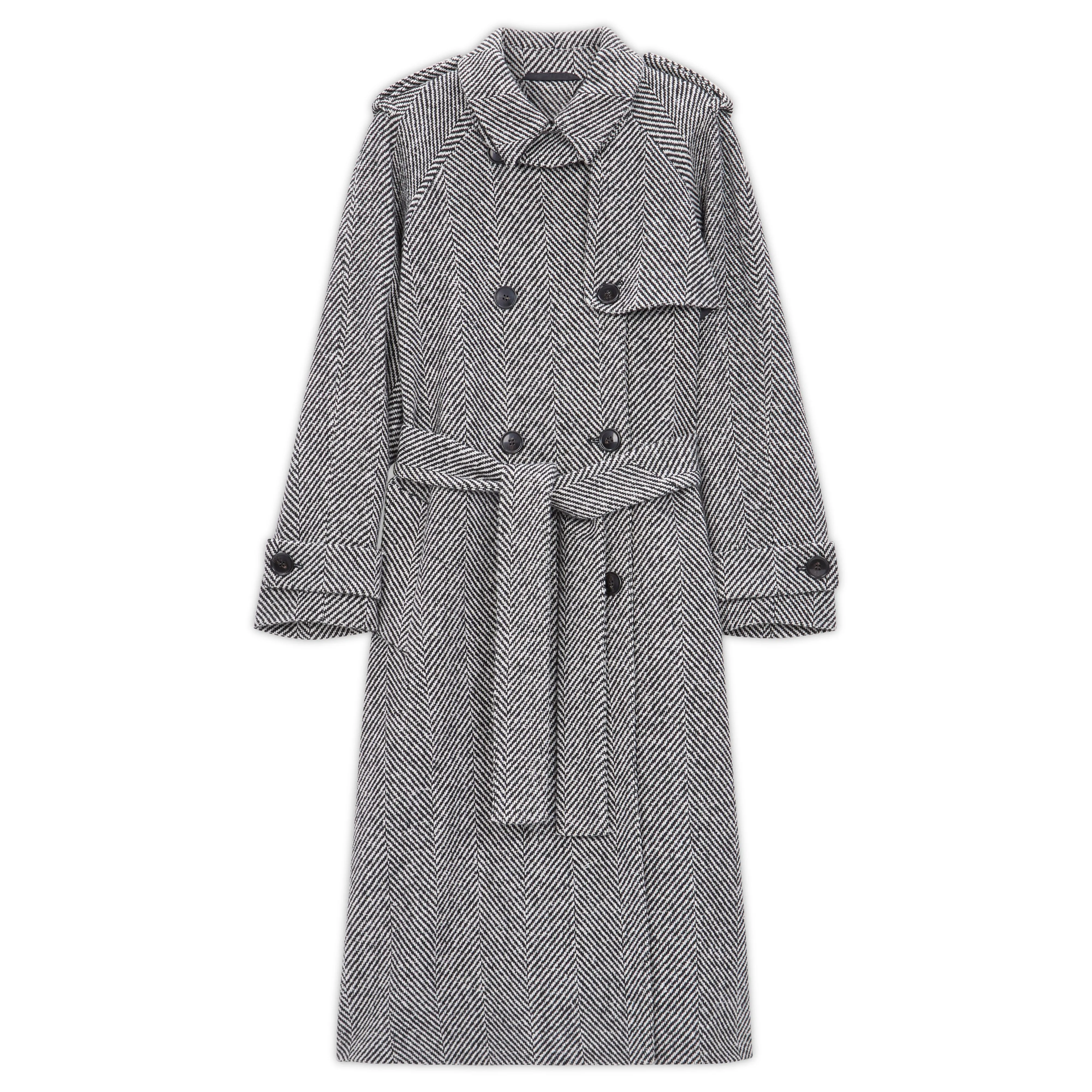 Herringbone Double Breasted Trench Coat