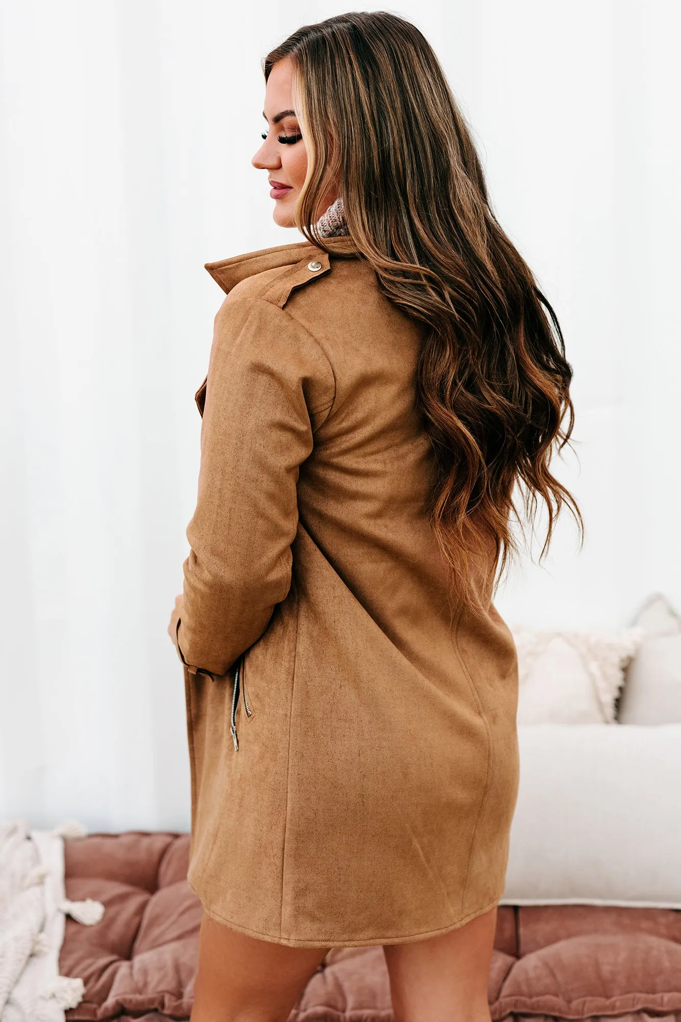 In The Trenches Faux Suede Coat (Camel)