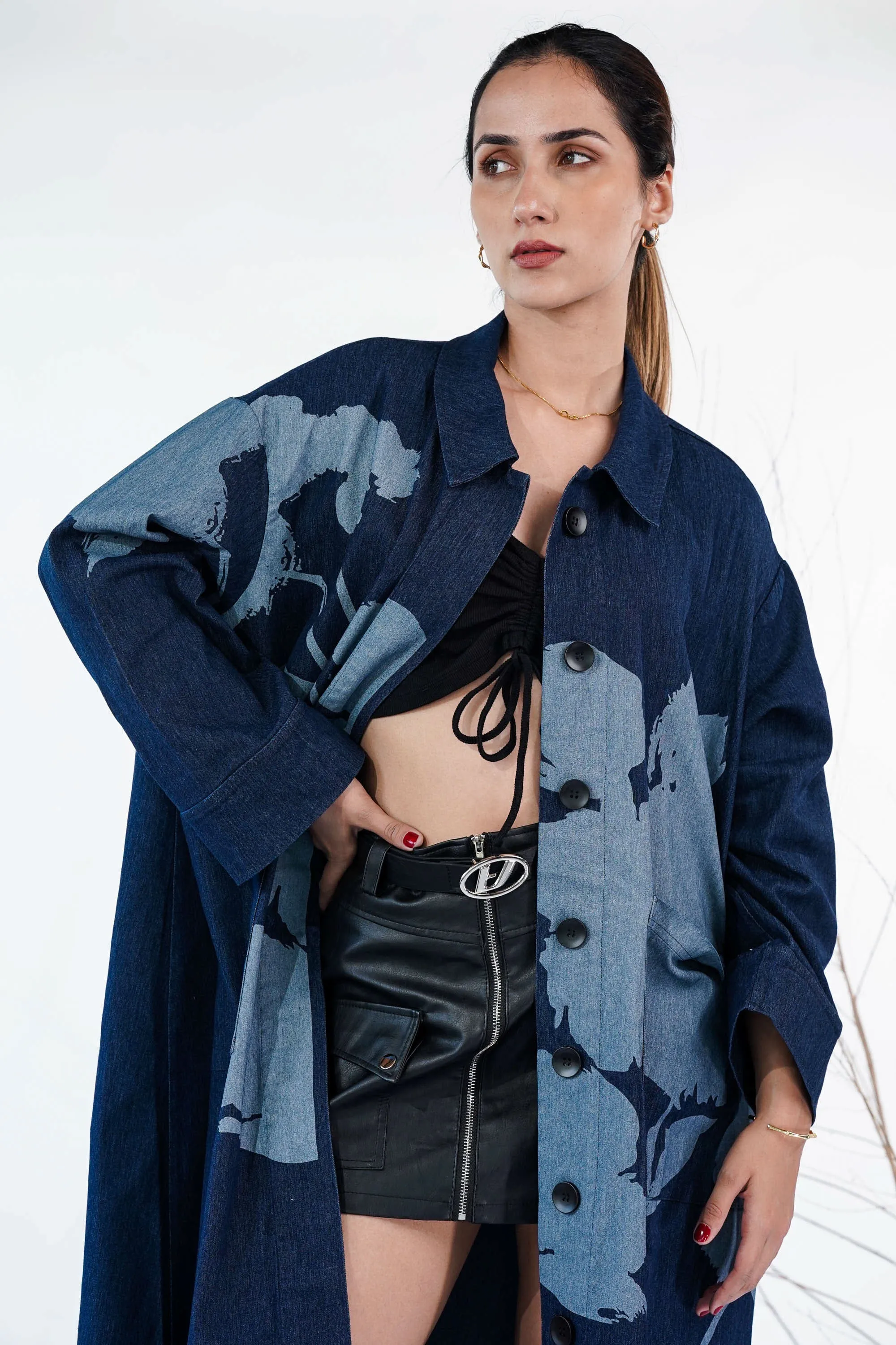 ﻿Ink & Ash Blue Trench Coat