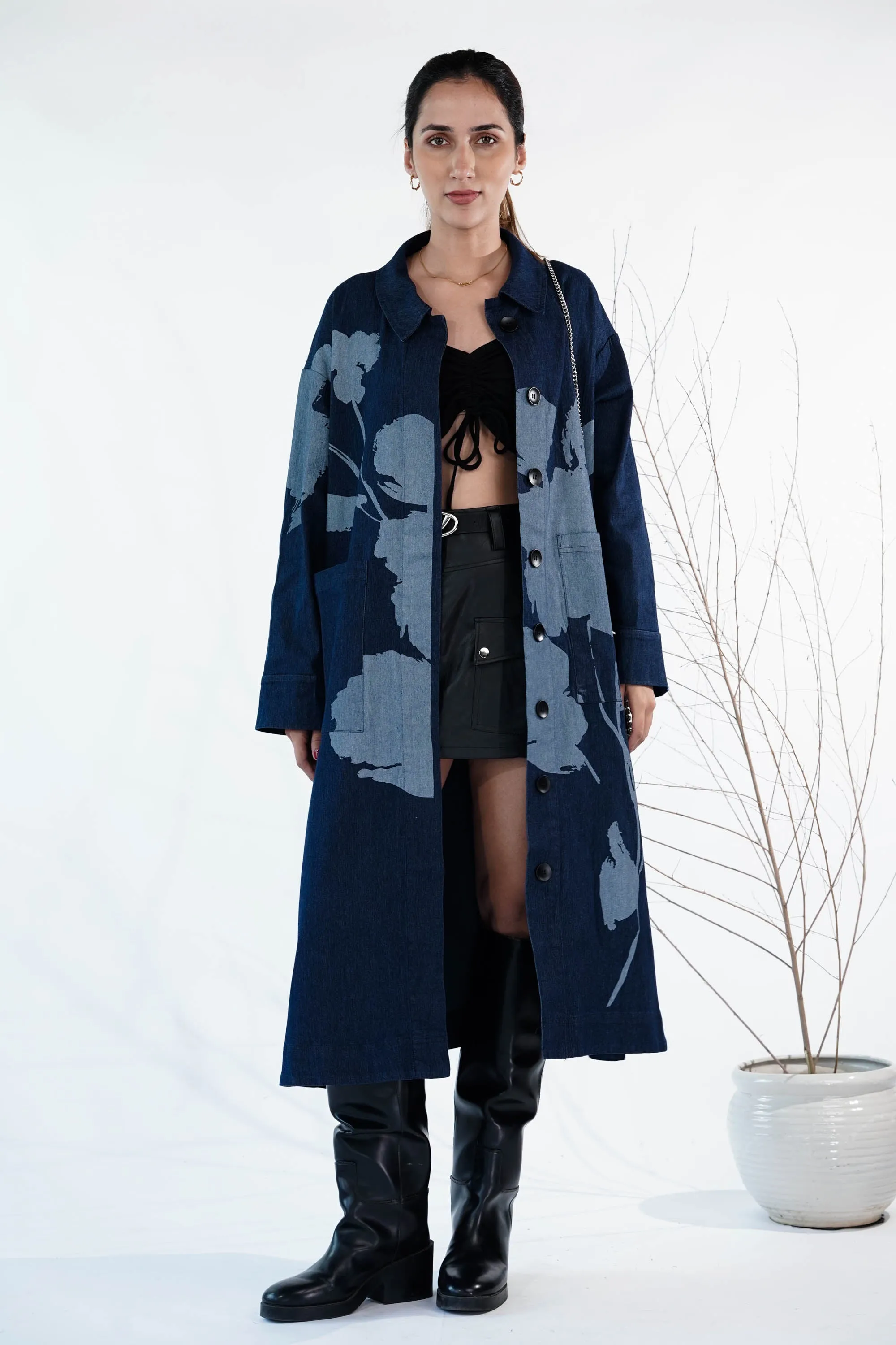 ﻿Ink & Ash Blue Trench Coat