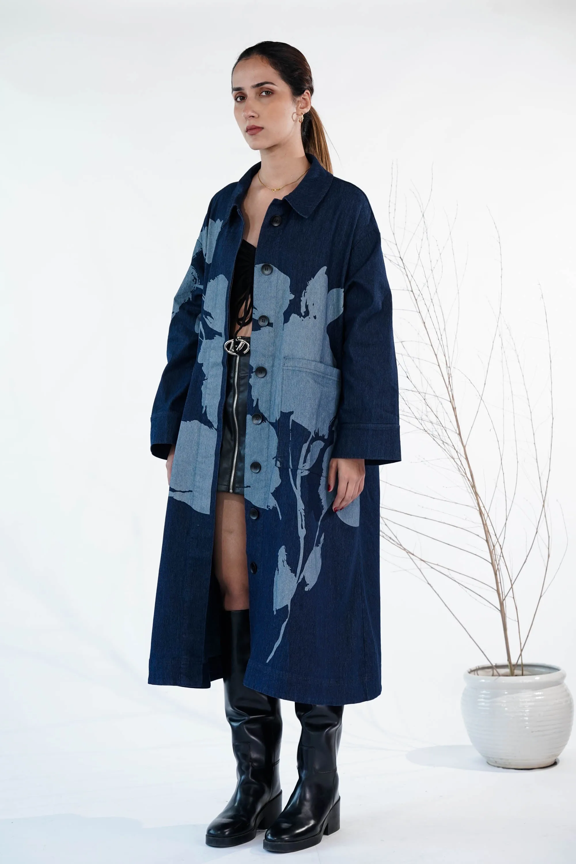 ﻿Ink & Ash Blue Trench Coat