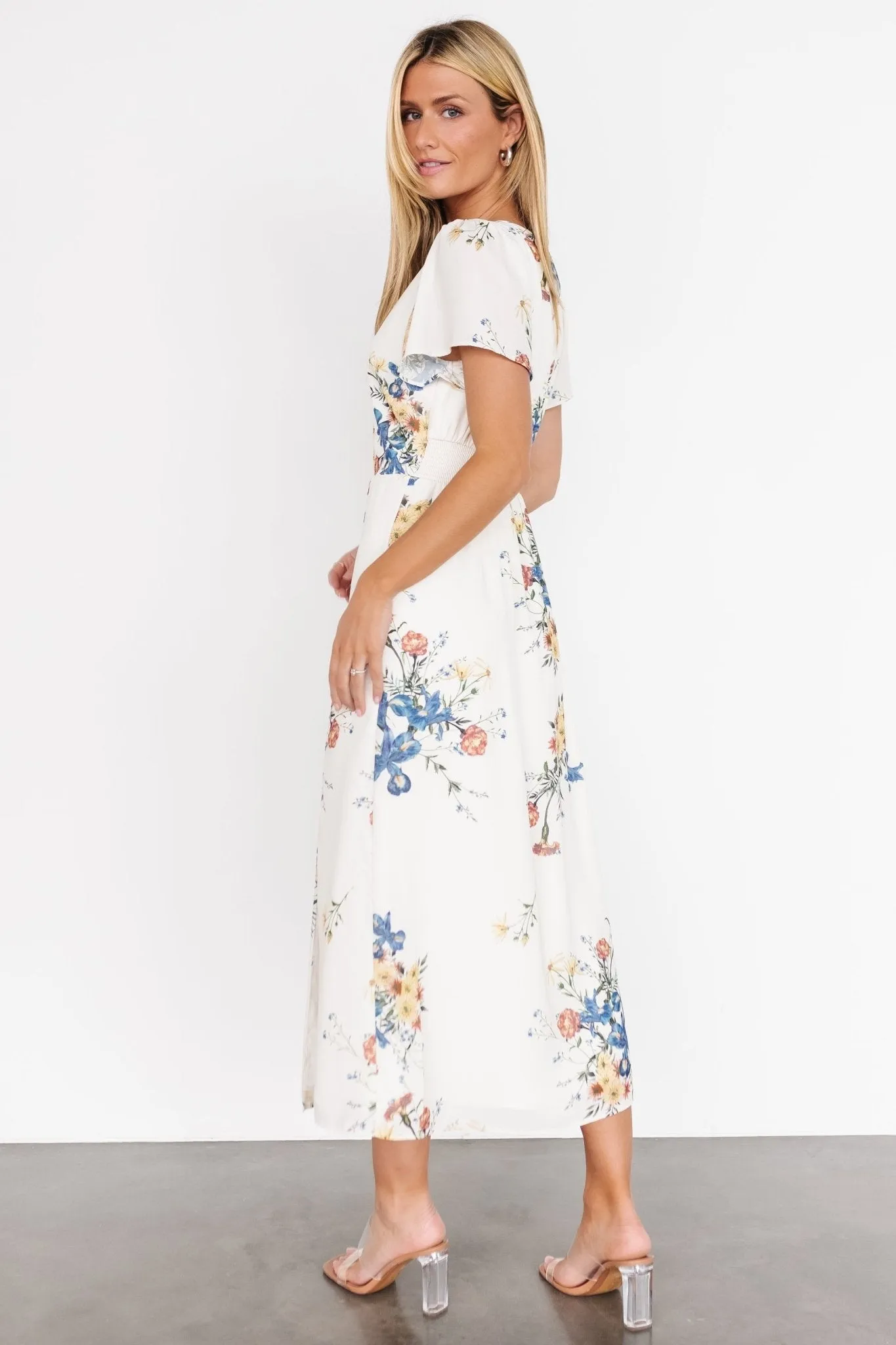 Kirsten Midi Dress | Cream Floral