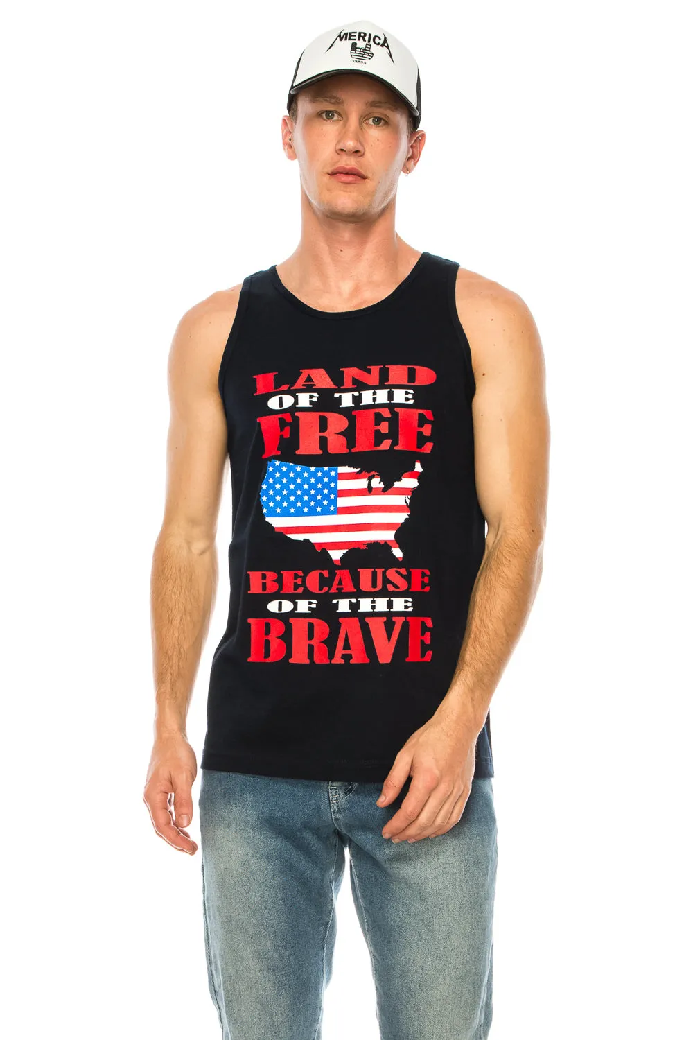 LAND OF THE FREE BECAUSE OF THE BRAVE MEN'S TANK