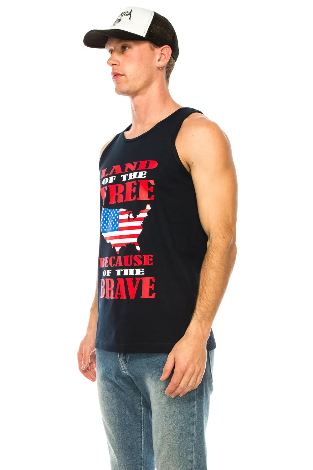 LAND OF THE FREE BECAUSE OF THE BRAVE MEN'S TANK