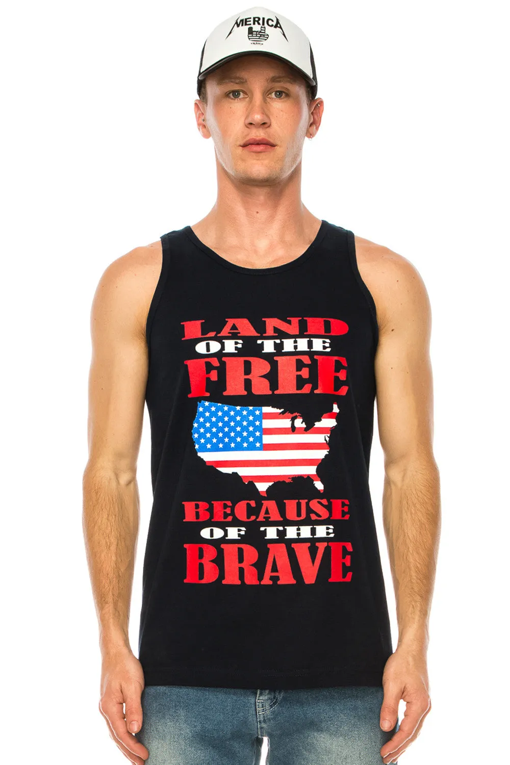 LAND OF THE FREE BECAUSE OF THE BRAVE MEN'S TANK