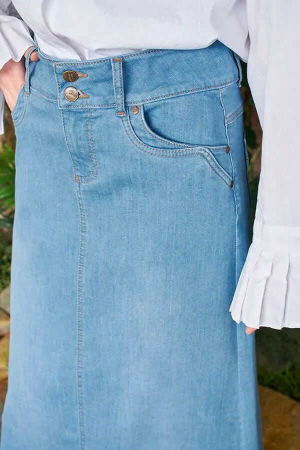 Long Button Front Denim Skirt - Perfect for Spring and Summer - Available in 3 Colors