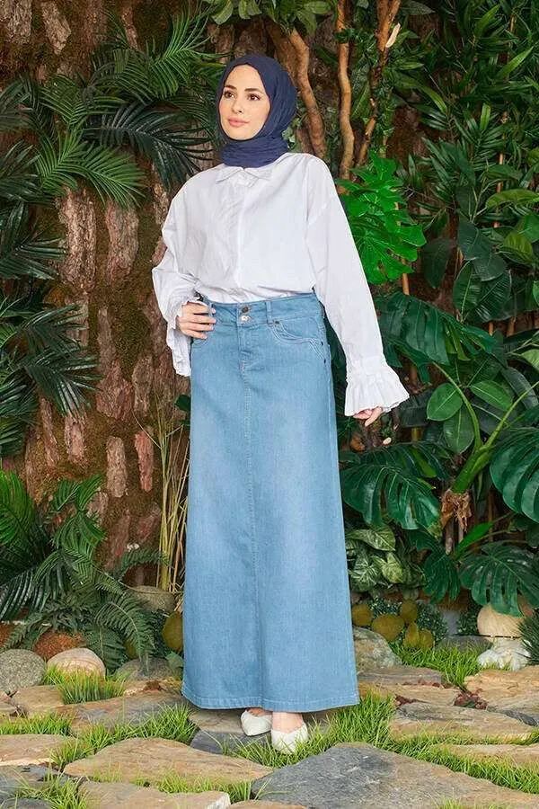 Long Button Front Denim Skirt - Perfect for Spring and Summer - Available in 3 Colors