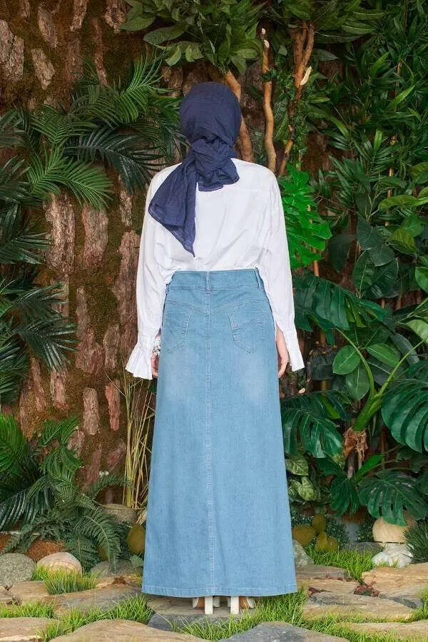 Long Button Front Denim Skirt - Perfect for Spring and Summer - Available in 3 Colors