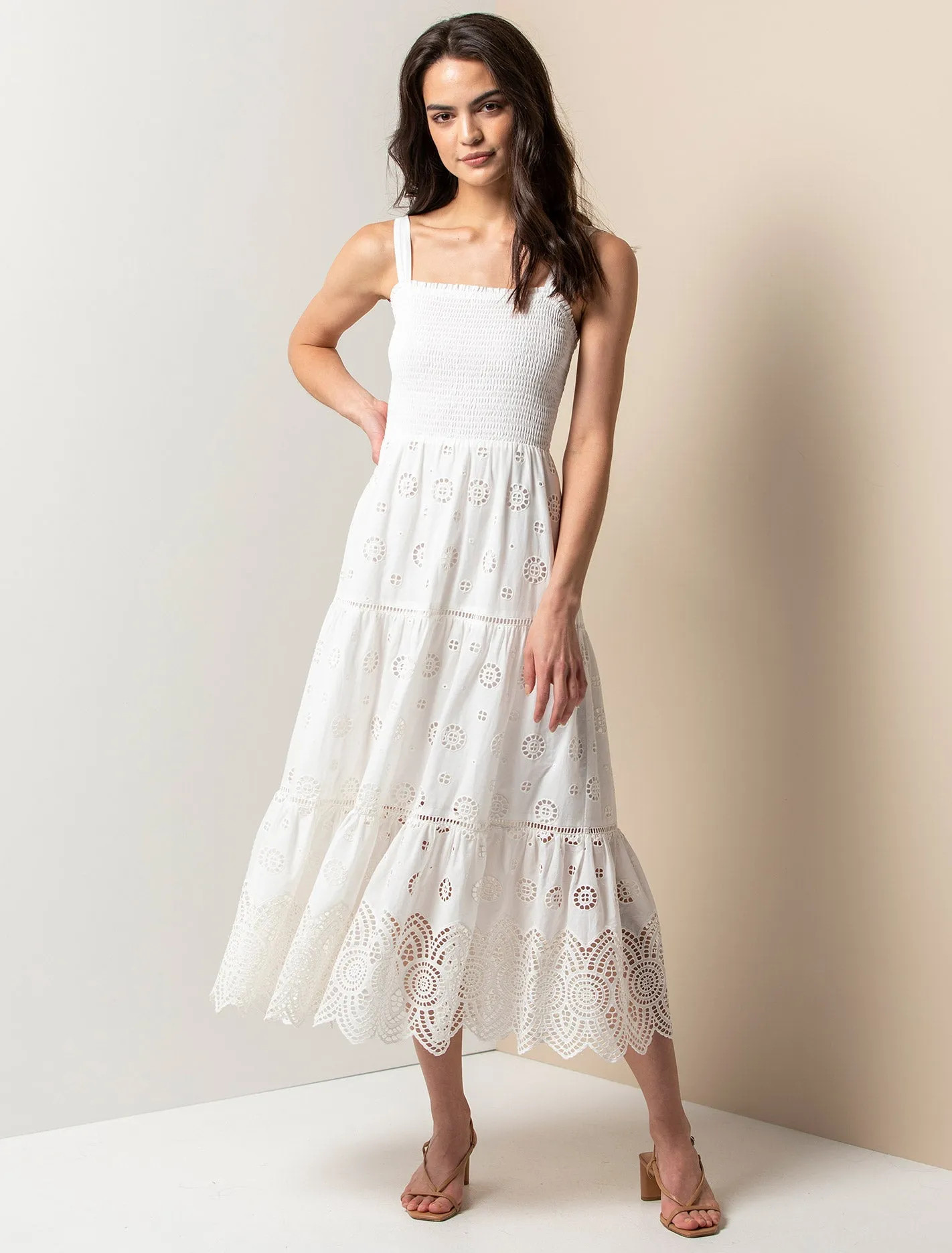 Loretta Petite Shirred Midi Dress