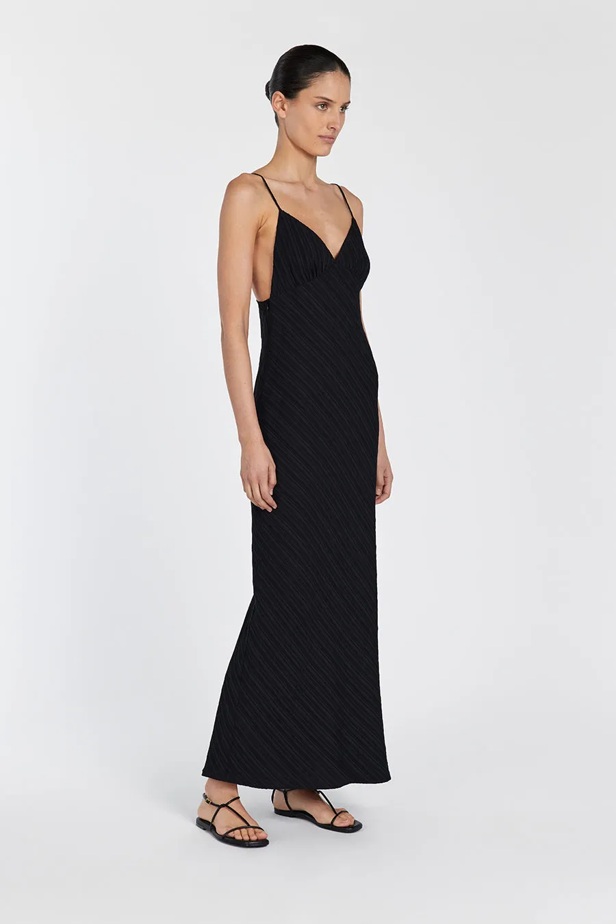 LOZ BLACK SLIP MIDI DRESS