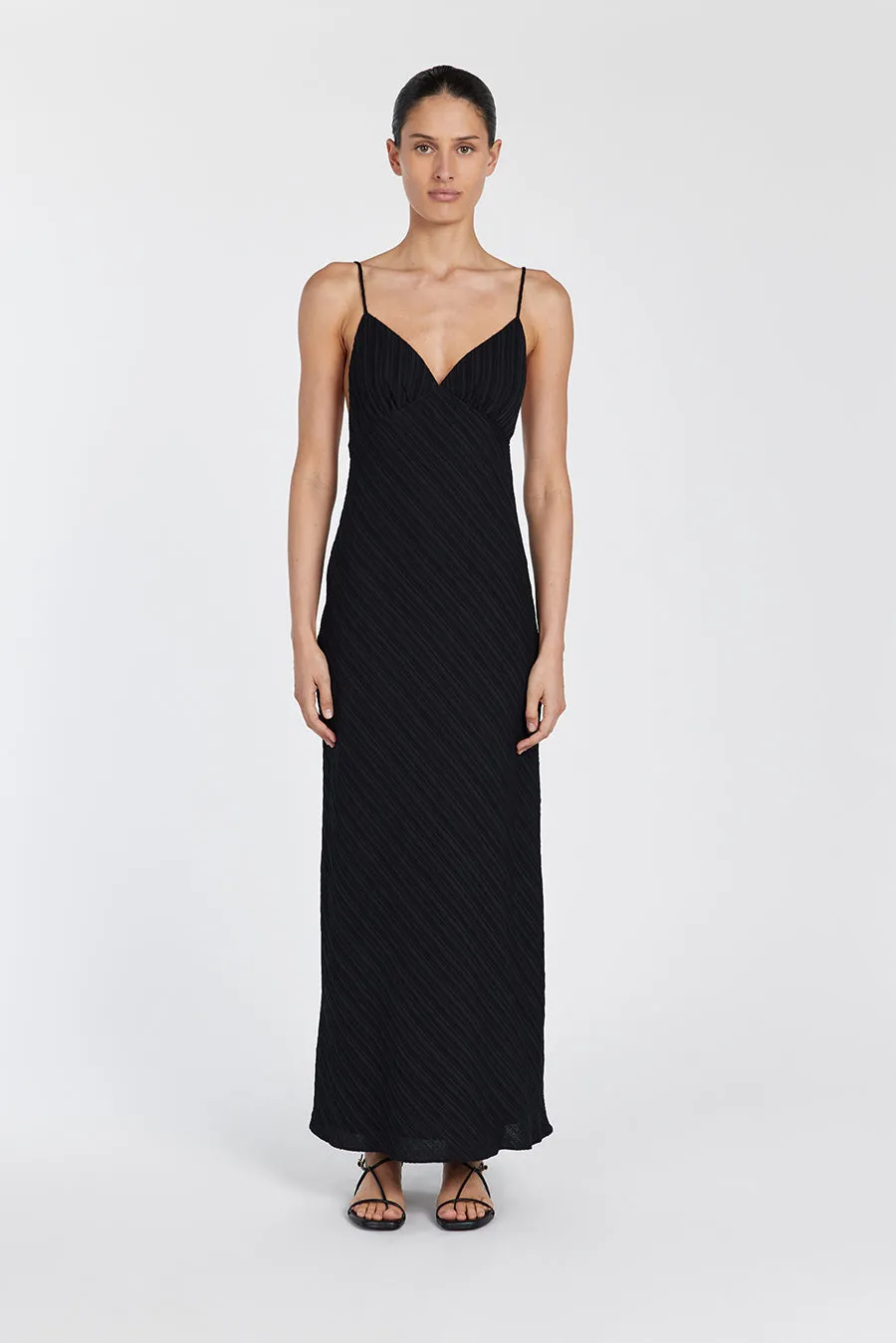 LOZ BLACK SLIP MIDI DRESS