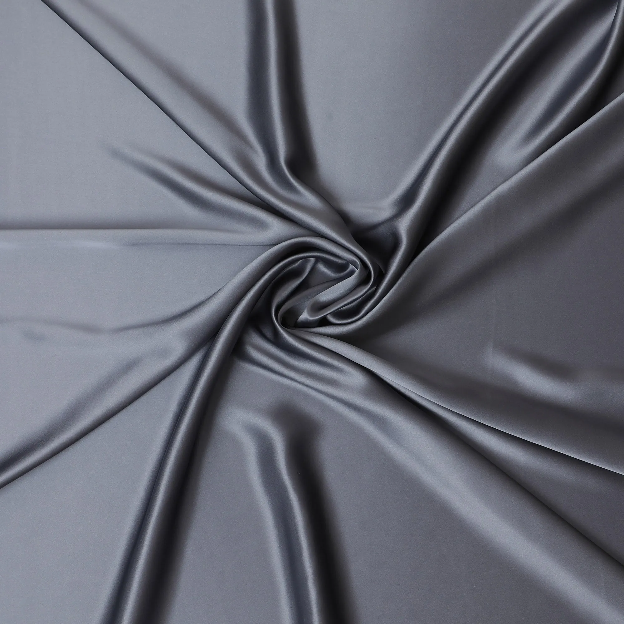 Luxurious Charcoal Grey Pure Silk Satin Fabric, 110 cm Width-20076