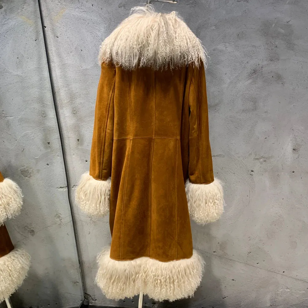 Luxury Sheepskin Leather & Suede Fur Coat