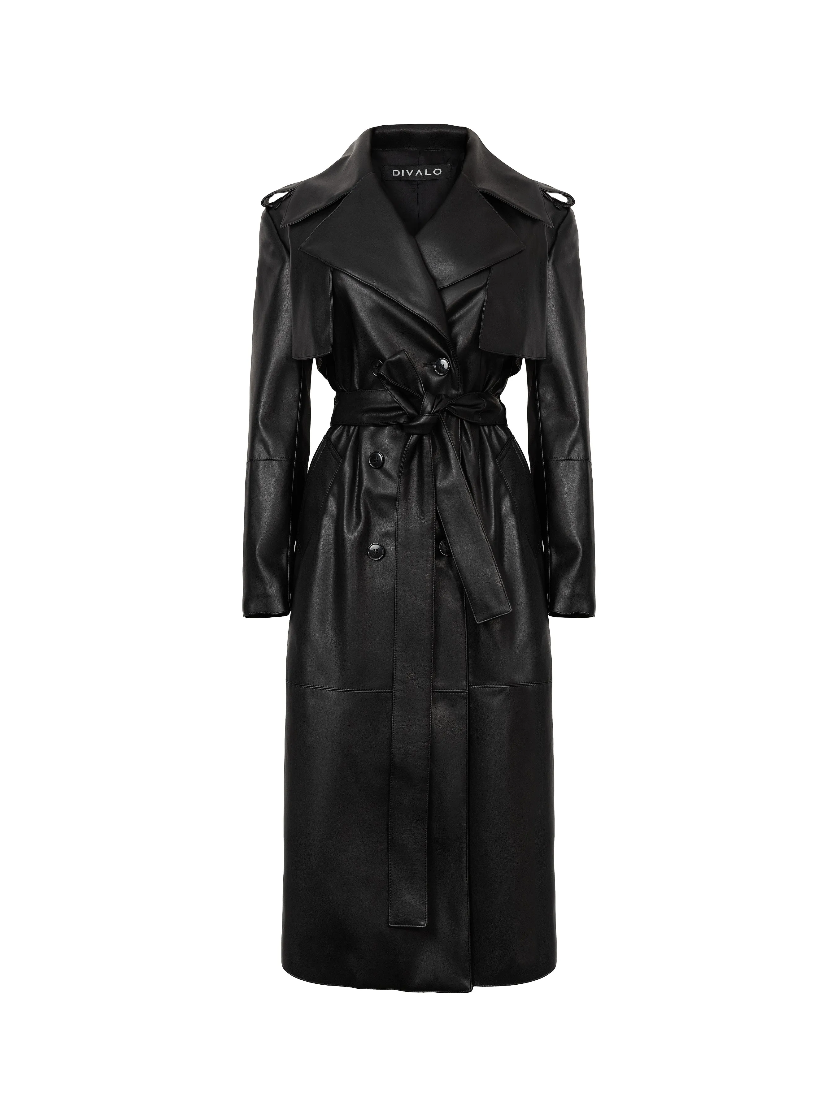 MANILA black vegan leather trench coat