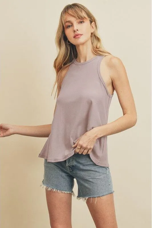 Maya High Neck Flare Tank - Lavender