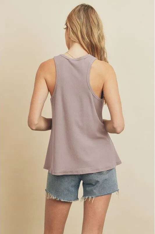 Maya High Neck Flare Tank - Lavender