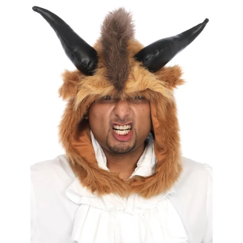 Men's Brutal Beast Hood with Horns