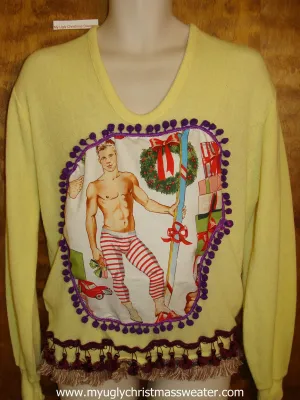 Mens Hottie Guy Ugly Christmas Sweater Pullover