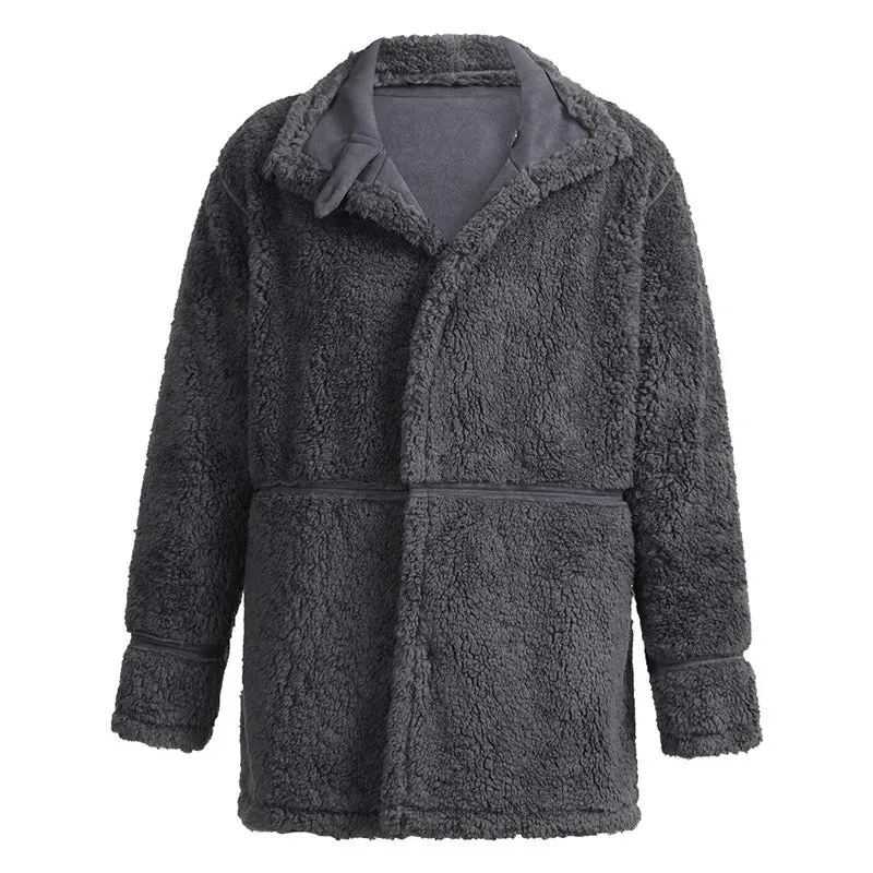 Men's Winter Warm Fur Trench Coat Thick Mid-Length Jacket | B024