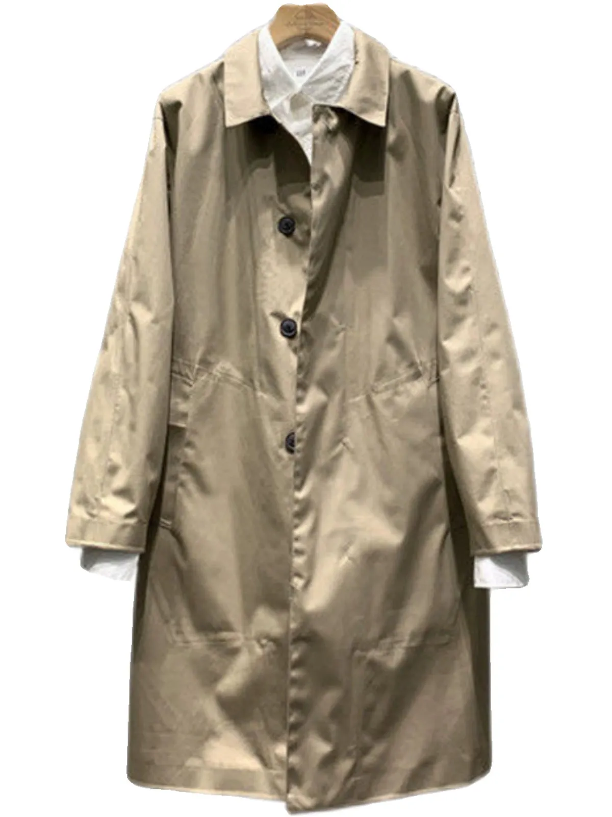 Mid Length Long Length Seamless Shirt Collar Trench Coat Outwear