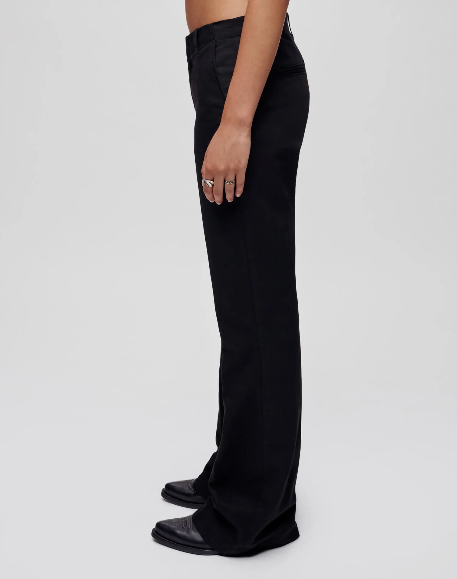 Mid Rise Flared Trouser - Black