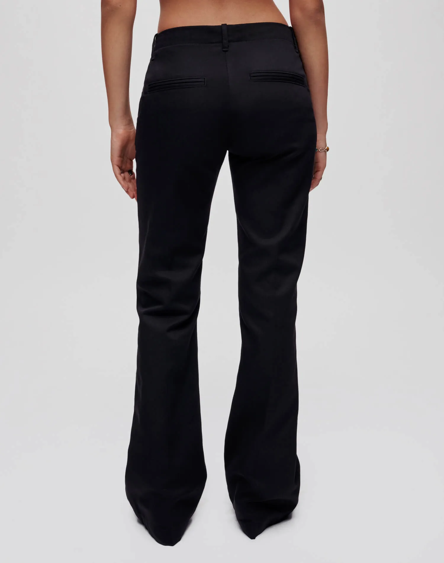 Mid Rise Flared Trouser - Black