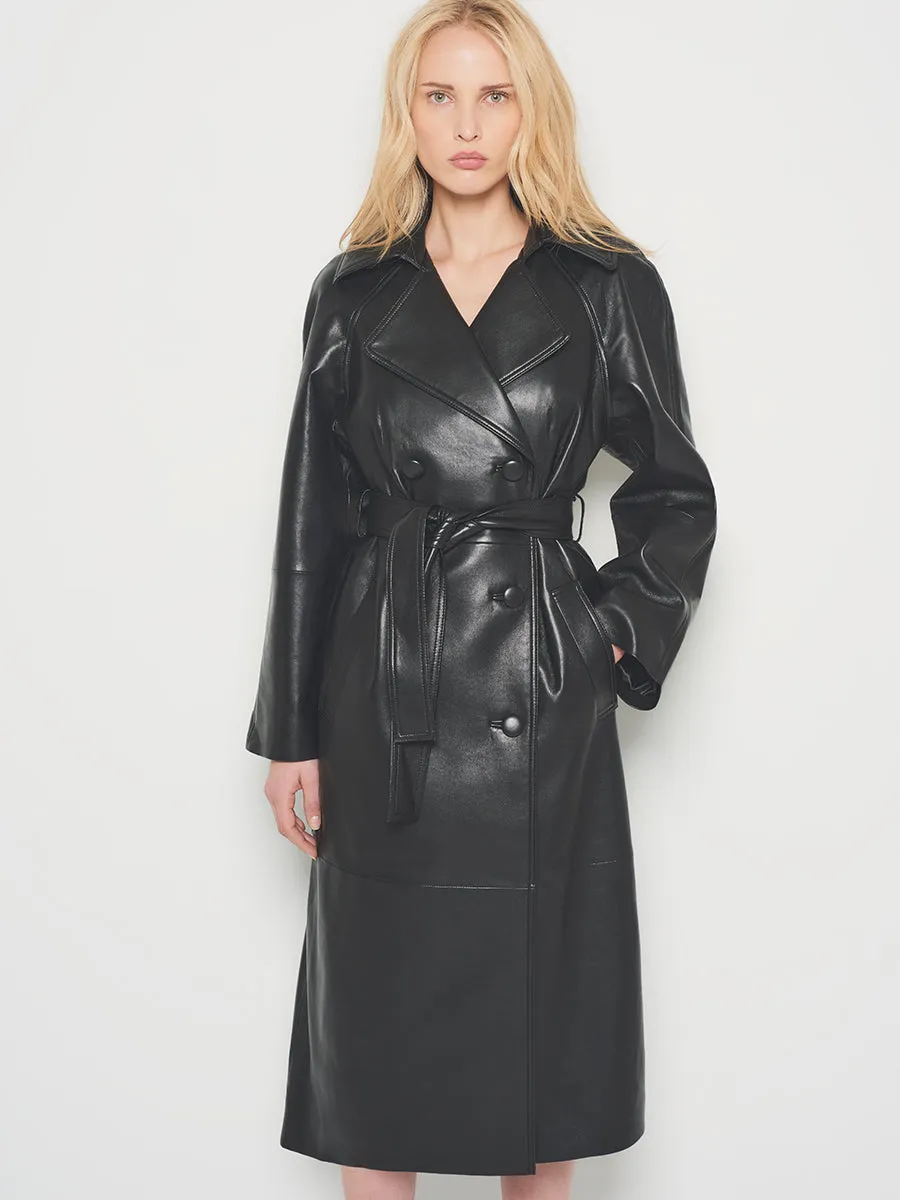 MILLER RECYCLED LEATHER TRENCH COAT