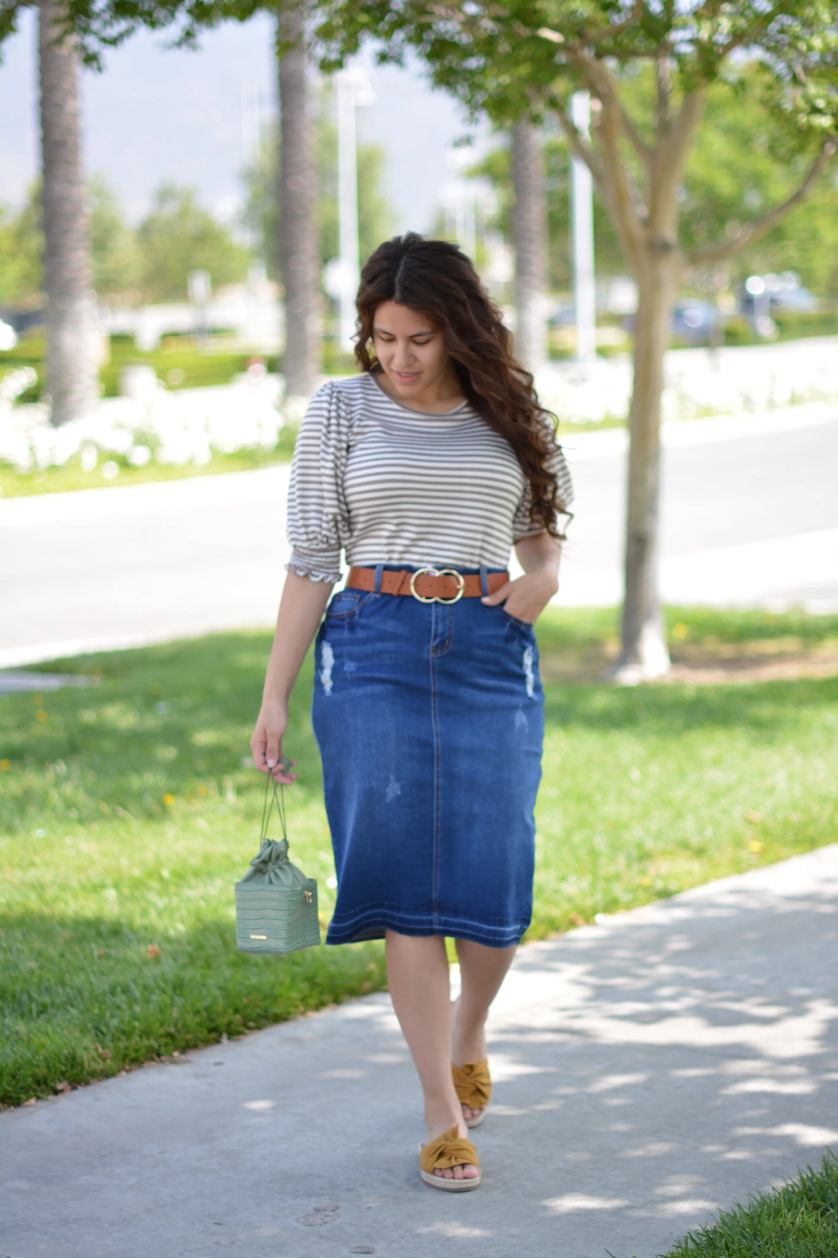 Mina Distressed Denim Skirt