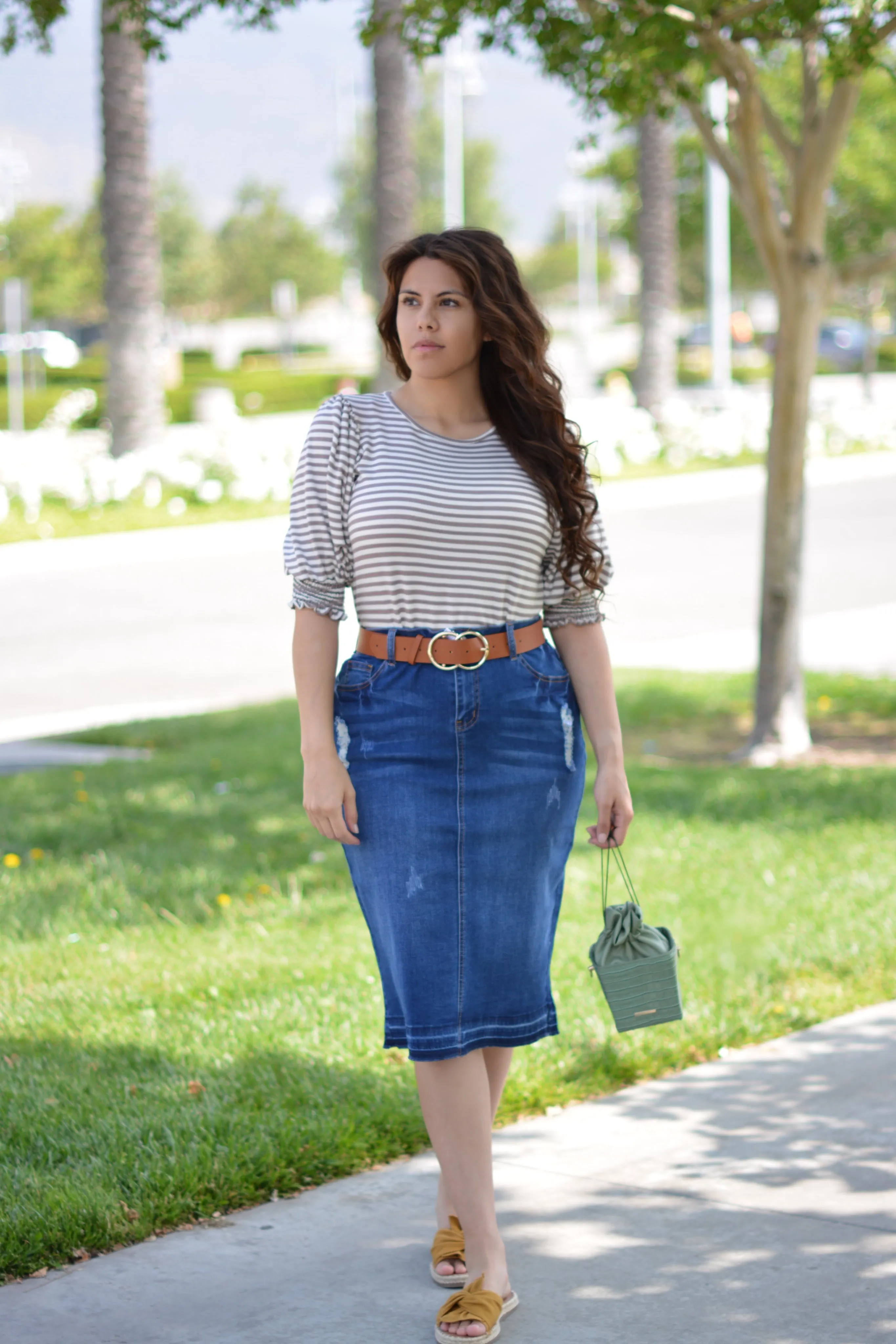 Mina Distressed Denim Skirt