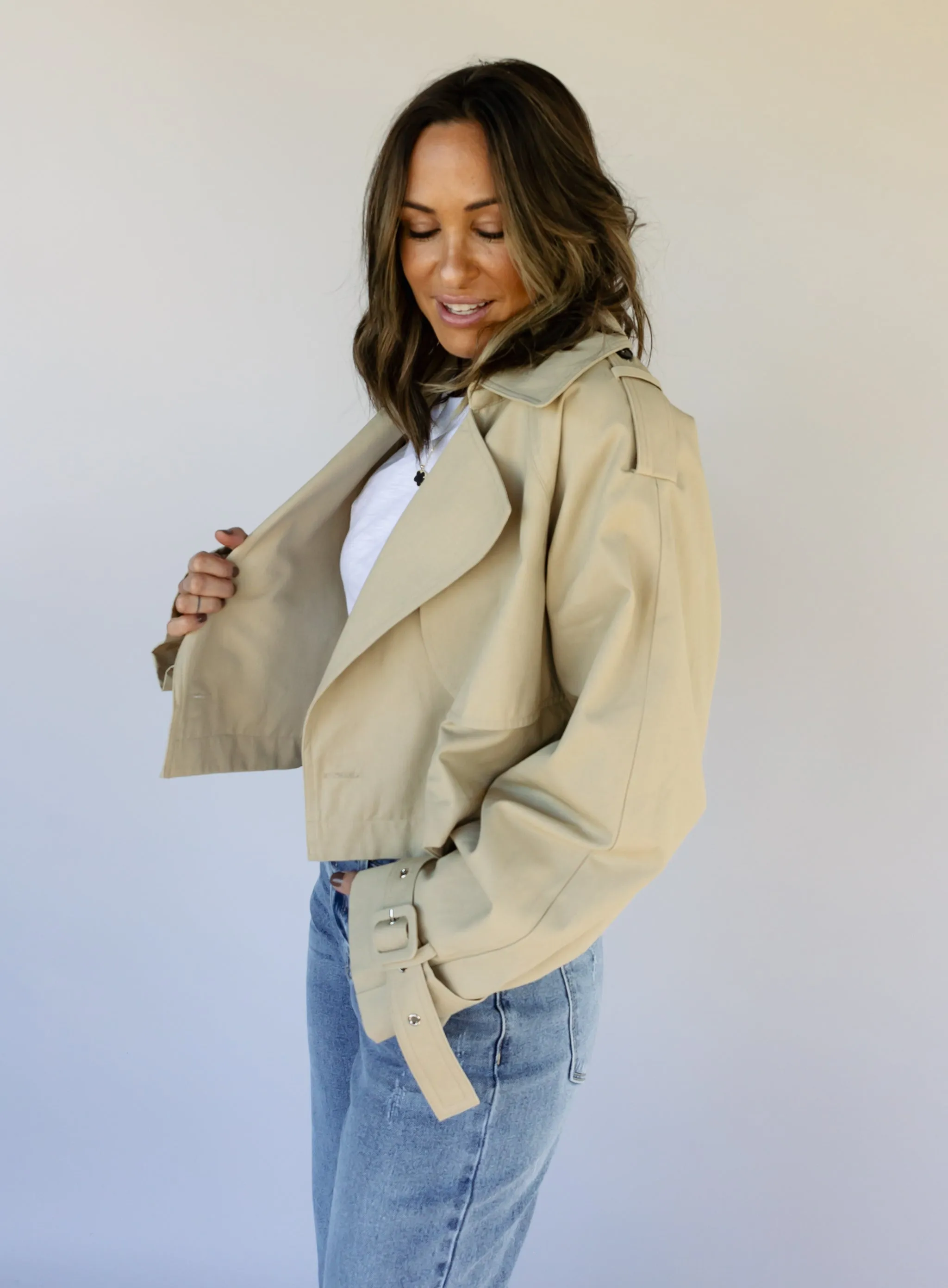 Molly Cropped Trench Coat - Final Sale