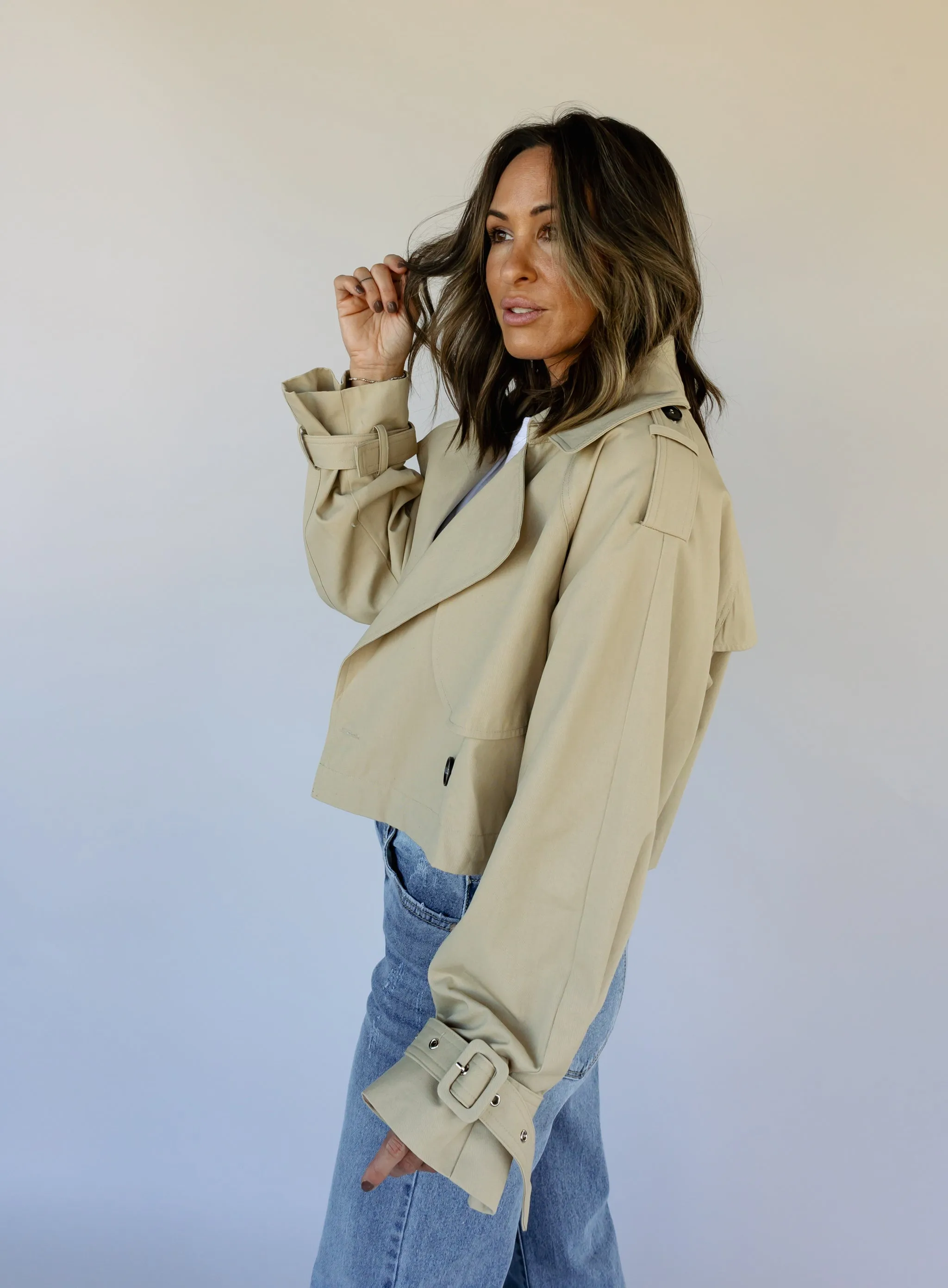 Molly Cropped Trench Coat - Final Sale