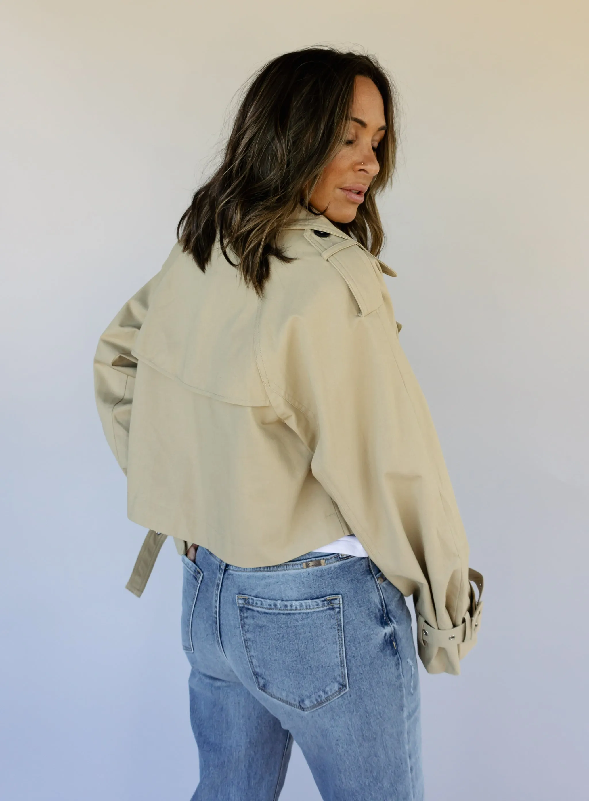 Molly Cropped Trench Coat - Final Sale