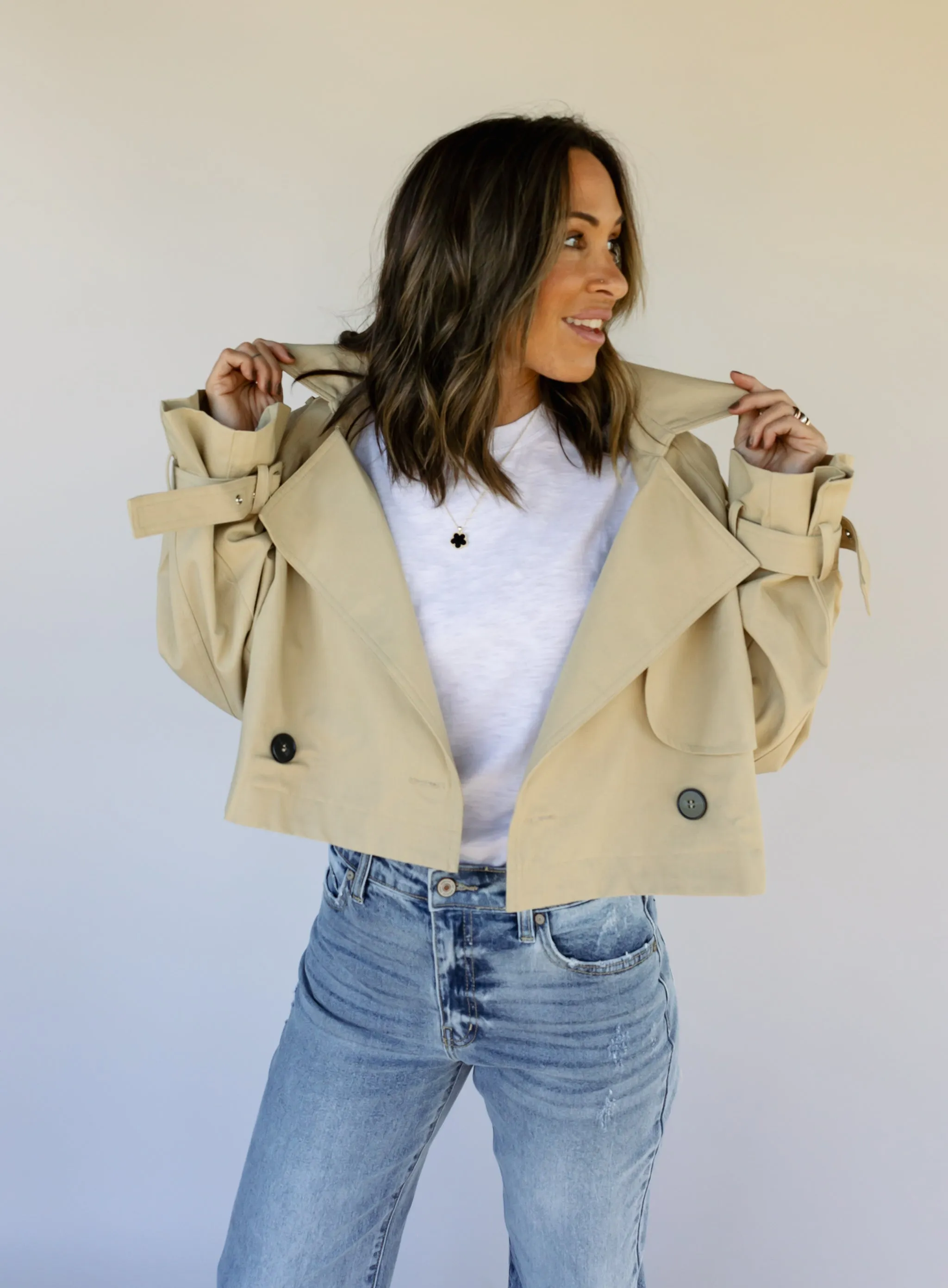 Molly Cropped Trench Coat - Final Sale