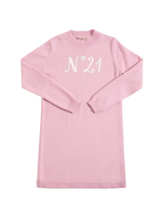 N°21   Logo intarsia wool blend knit dress 