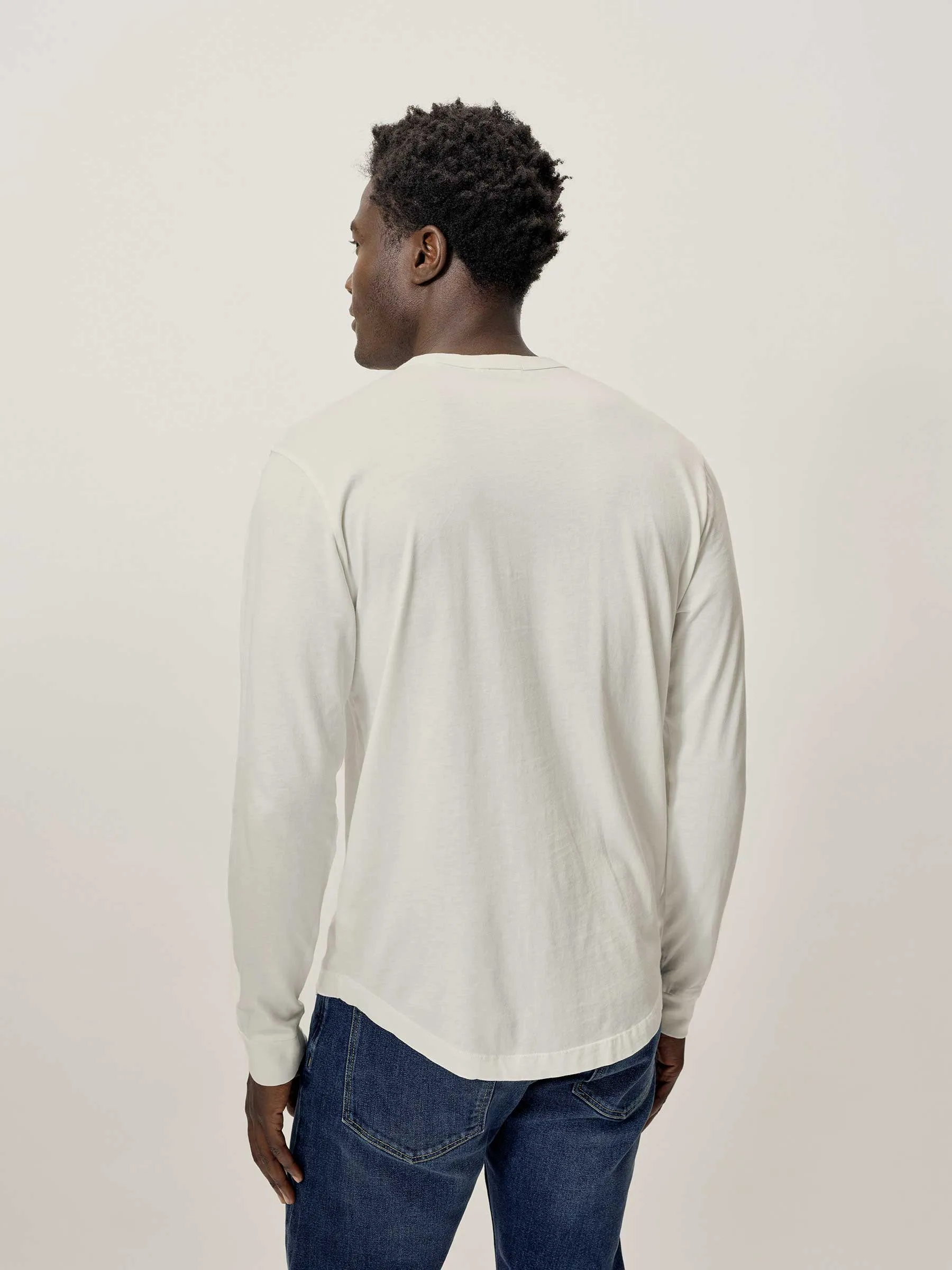 Natural Pima Curved Hem Henley