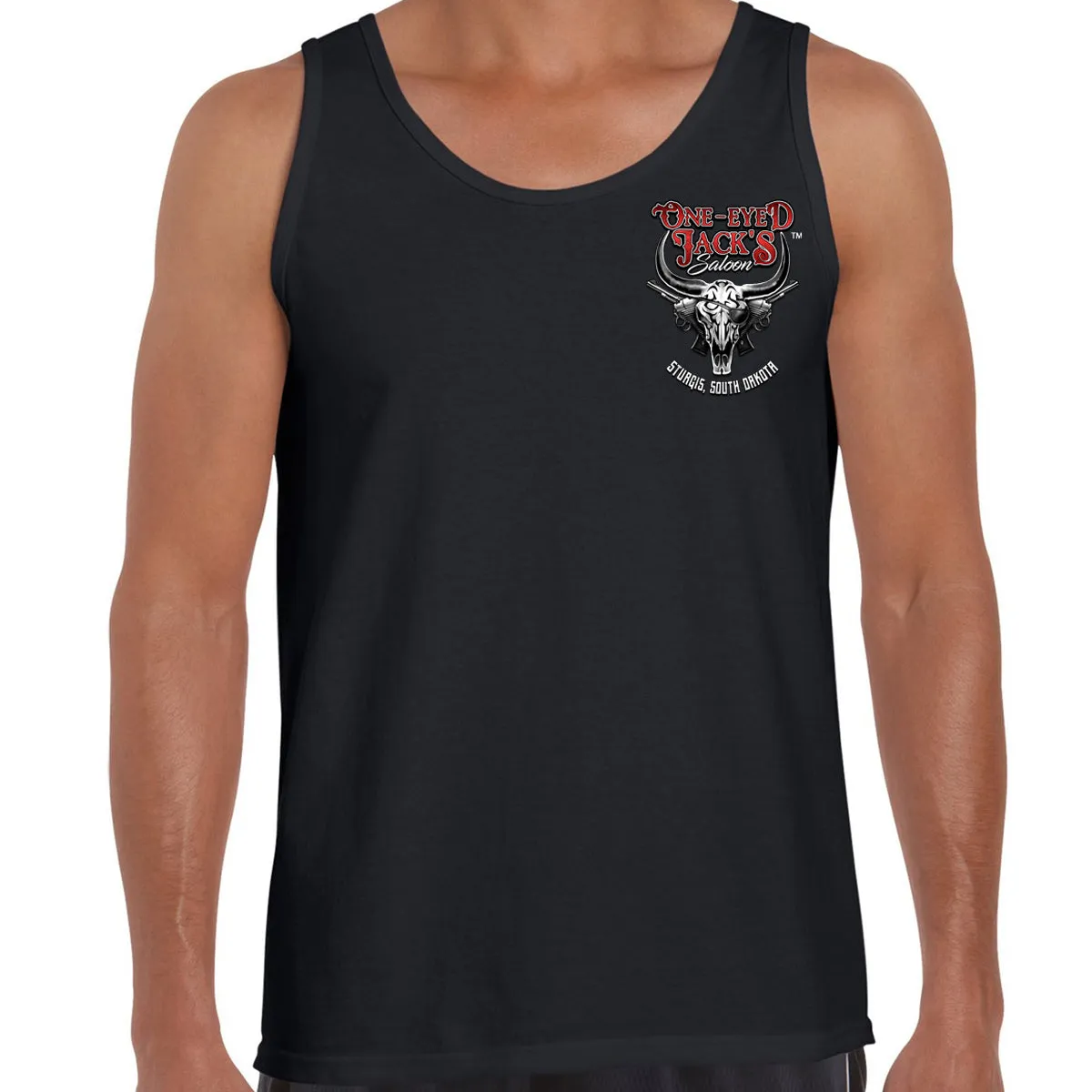 One Eyed Jack's Saloon Bison Skull Tank Top